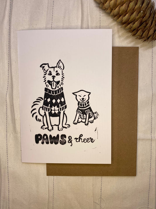 PAWS & Cheer Block Printed Card